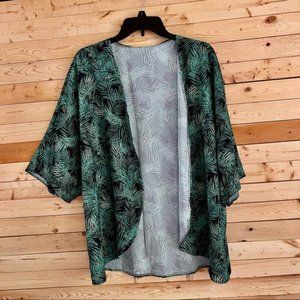 NWOT Black Green Tropical Leaves Cover Up size XL
